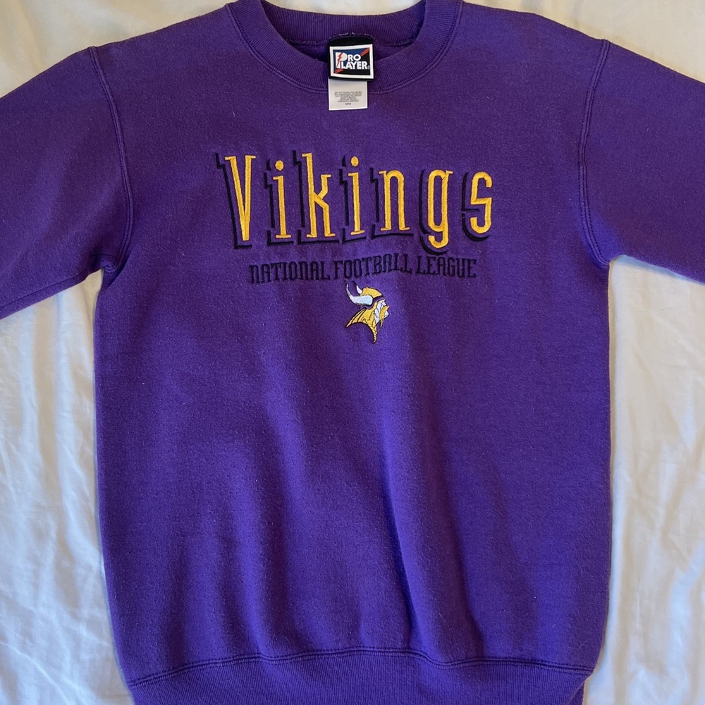 Vtg Minnesota Vikings Pro Player Purple Crewneck Sweater Youth 14/16 XS S